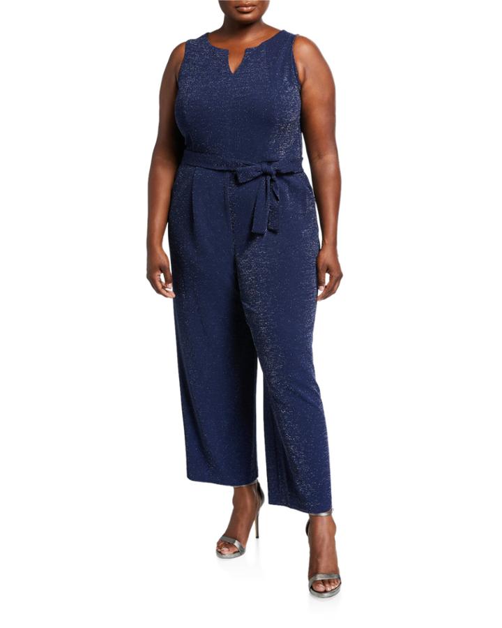 Plus Size Split-neck Jumpsuit