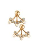 Crystal & Simulated Pearl Front-back Drop Earrings