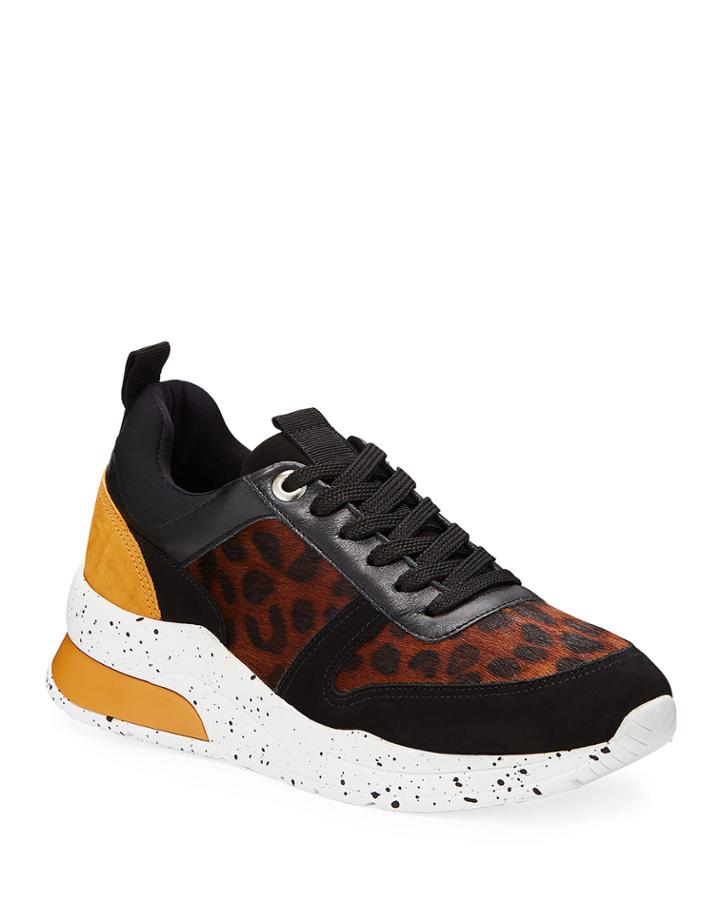 Sophie Mixed Leather Leopard-print Fur
