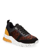 Sophie Mixed Leather Leopard-print Fur
