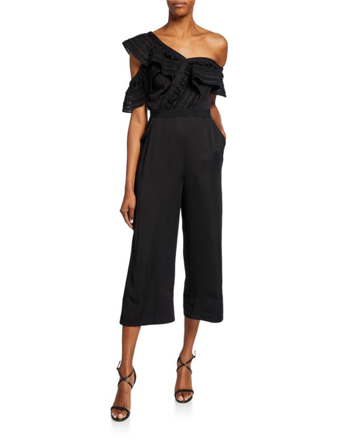 One-shoulder Frilled Jumpsuit