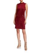 Faux-suede Mock-neck Dress