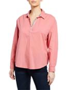 Gina Button-front Long-sleeve Blouse