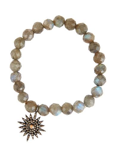 Labradorite & Starburst Diamond Stretch Bracelet