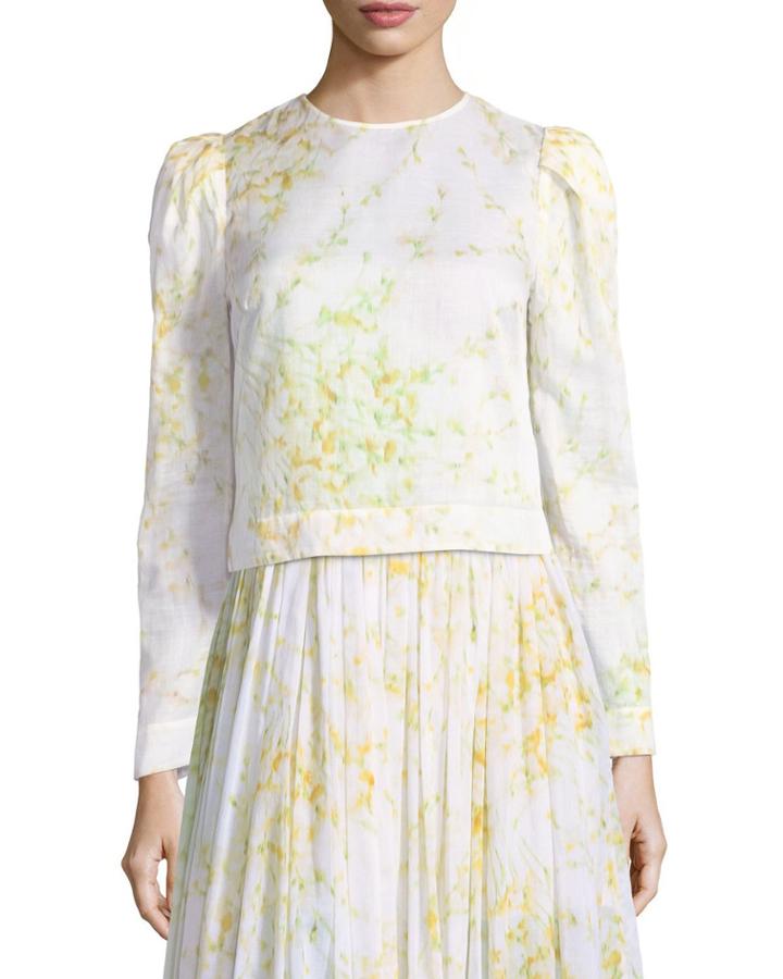 Babette Sweet Pea Jewel-neck Cropped Cotton Top