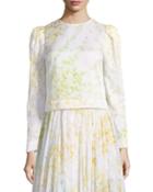 Babette Sweet Pea Jewel-neck Cropped Cotton Top