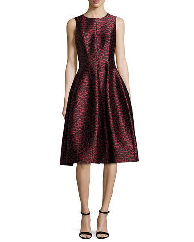Dotted Jacquard Midi Bell Dress