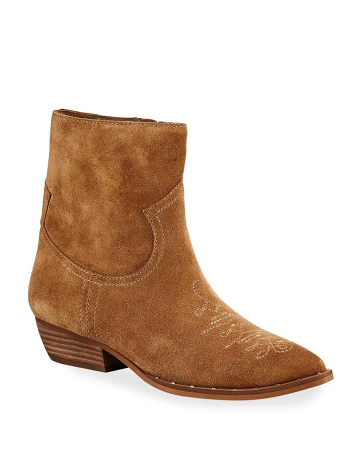 Ava Suede Western Ankle Booties
