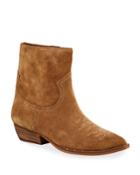 Ava Suede Western Ankle Booties