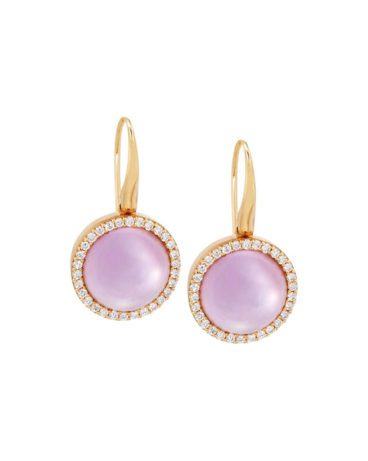 18k Rose Gold Amethyst & Diamond Drop Earrings