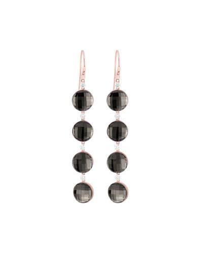 18k Rose Gold Quartz & Diamond Cocktail Drop Earrings