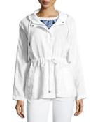 Two Palms Hooded Linen Jacket, White