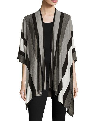 Variegated Striped Open Cardigan,