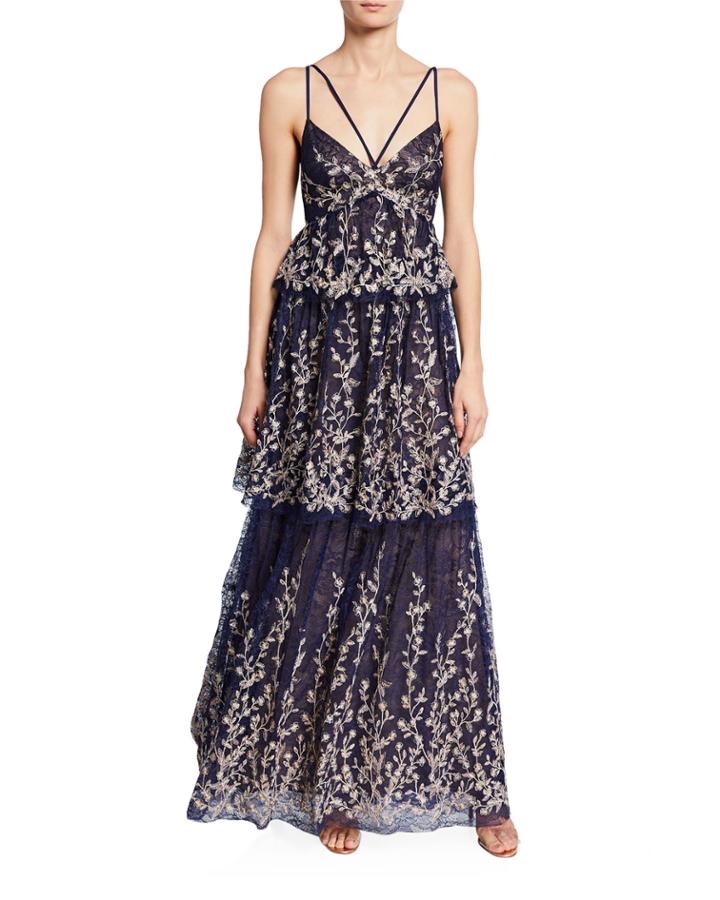 Embroidered Tiered-skirt