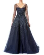 Sequined Illusion Tulle Ball Gown