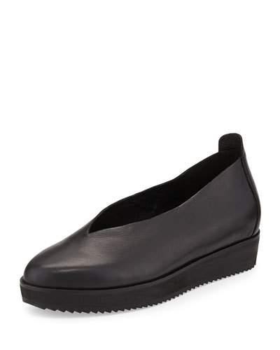 Canoe Leather Slip-on Flat, Black