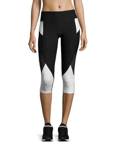 Ava Progressive Performance Capri Leggings, Black/white