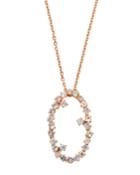 14k Rose Gold Sapphire Starburst Mini Oval Necklace, White