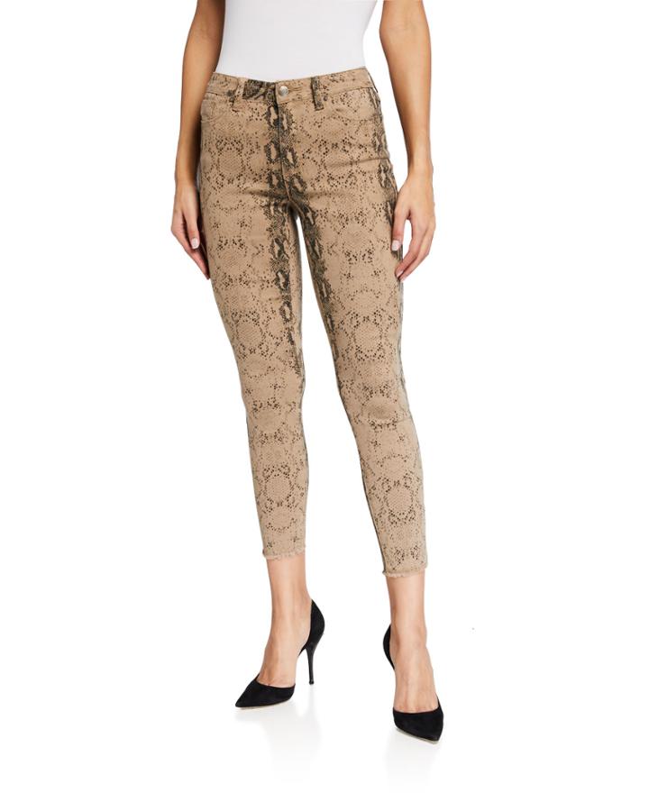 Elsie Snake-print Skinny Ankle Pants