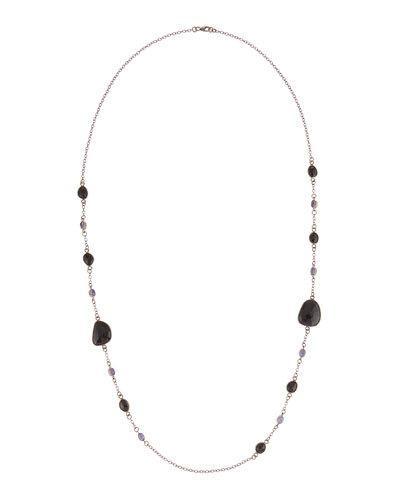 Long Tanzanite & Spinel Station Necklace