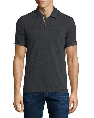 Short-sleeve Oxford Polo Shirt, Dark Charcoal