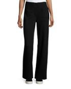 Wide-leg Patch-pocket Knit Pants, Black