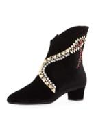 Veronica Crystal-embellished Velvet Bootie