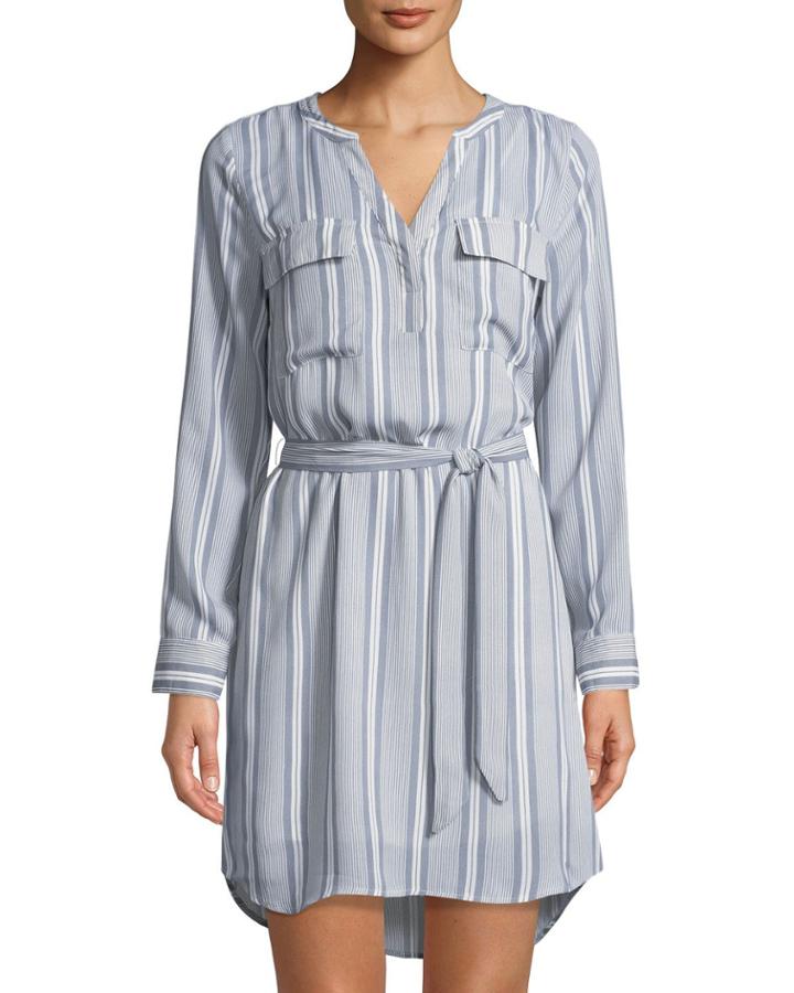 Retro Stripe Long-sleeve Dress