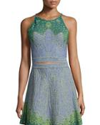 Sleeveless Jacquard Crop Top