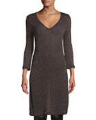 Shimmer-knit V-neck Tunic