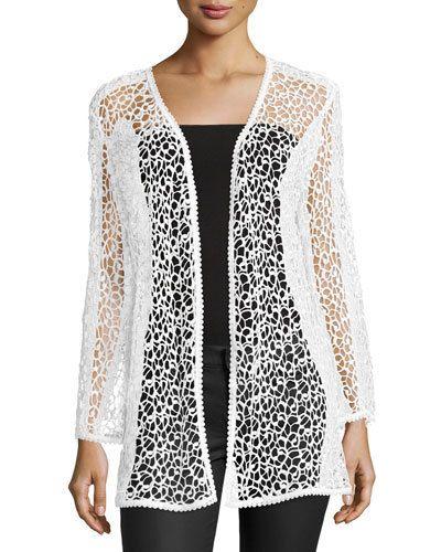 Crochet Open Cardigan, White
