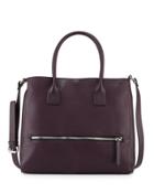 Honeycomb Faux-leather Tote Bag, Blackberry