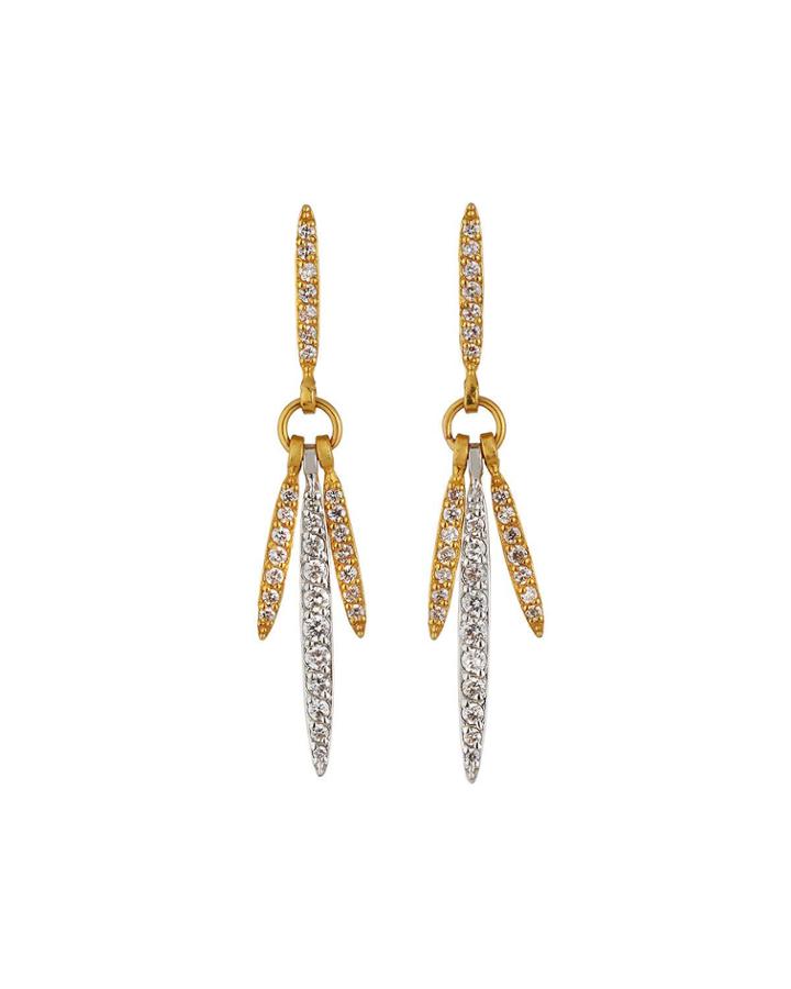 Whisper Diamond Pave 3-stick Dangle Earrings