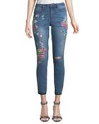 Astor Floral-embroidered High-rise Jeans