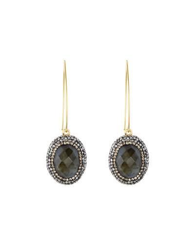 Ilume Labradorite & Crystal V-hook Drop Earrings