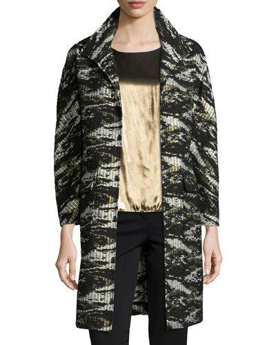 Jacquard Metallic Long Topper Coat