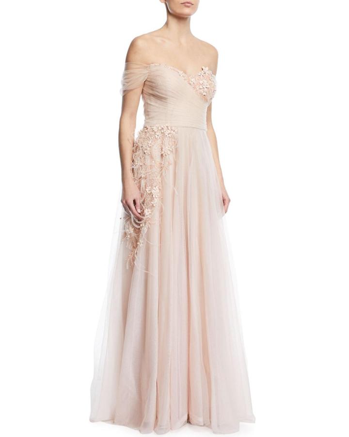Detailed Off-the-shoulder Gown