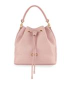 Millie New Gancini Icona Soft Leather Bucket Bag, Pink