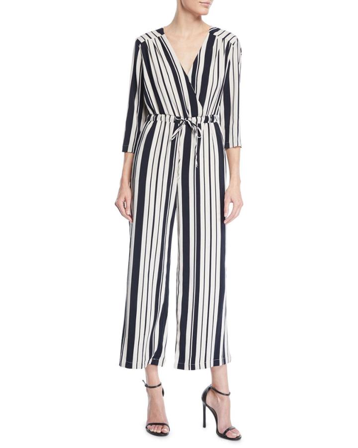 Striped Long-sleeve Jumpsuit