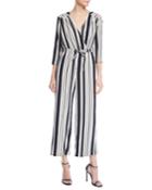 Striped Long-sleeve Jumpsuit