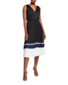 V-neck Pleated Sleeveless