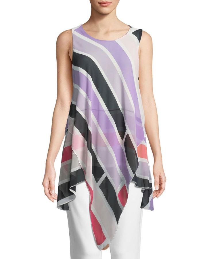 Striped Hank-hem Tank Top