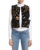 Astro Shearling Fur Vest, Black