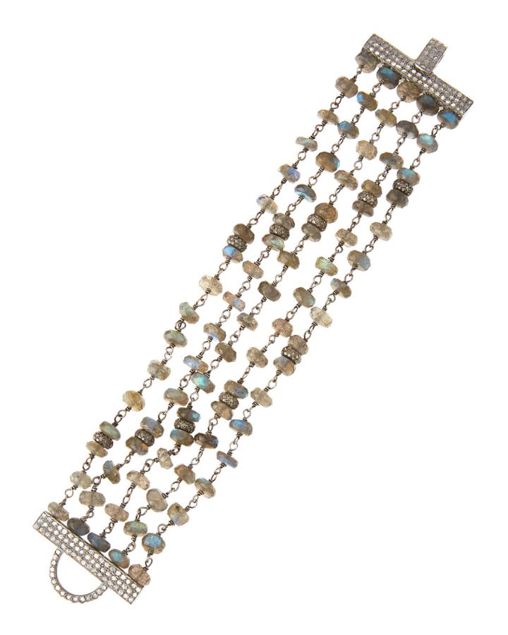 Bavna Labradorite & Diamond Multi-strand Bead Bracelet, Women's,