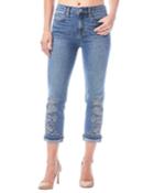 High-rise Embroidered Straight Ankle Jeans