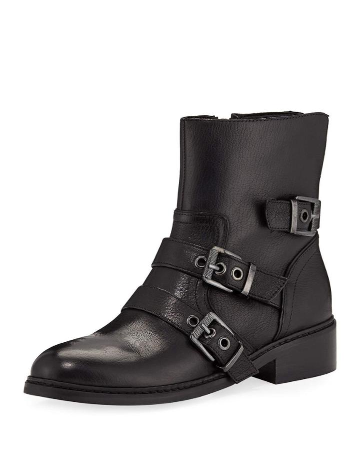 Nori Buckle-strap Leather Booties