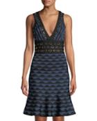 Scalloped Jacquard Ring-trim Sleeveless Dress