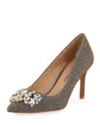 Ruby Point-toe Embellished Pumps, Black