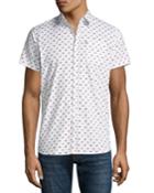 Sunglasses-pattern Short-sleeve Button Front