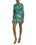 Tisdale High-neck Floral Button-front Dress